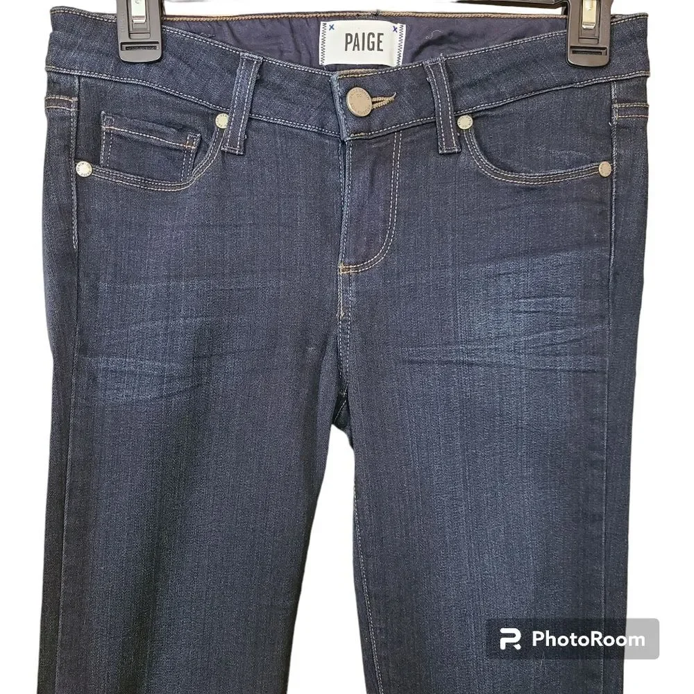 PAIGE Size 26 Skyline Mona Dark Blue Mid-Rise Skinny Jeans Sculpting Bottom Lift